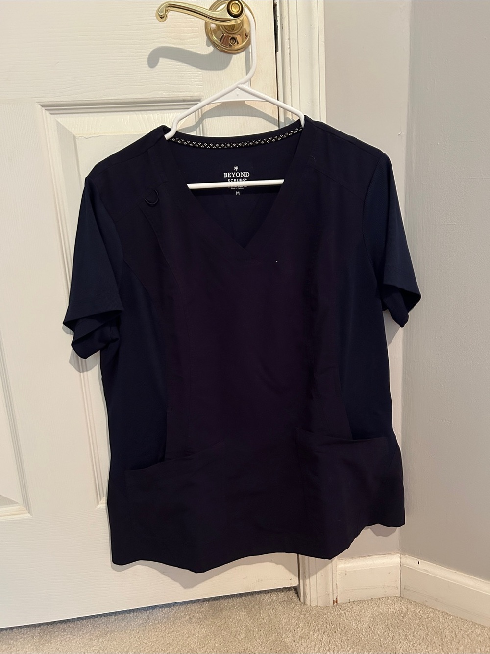 Beyond Scrubs Women’s Navy V-Neck Short Sleeve Medical Top